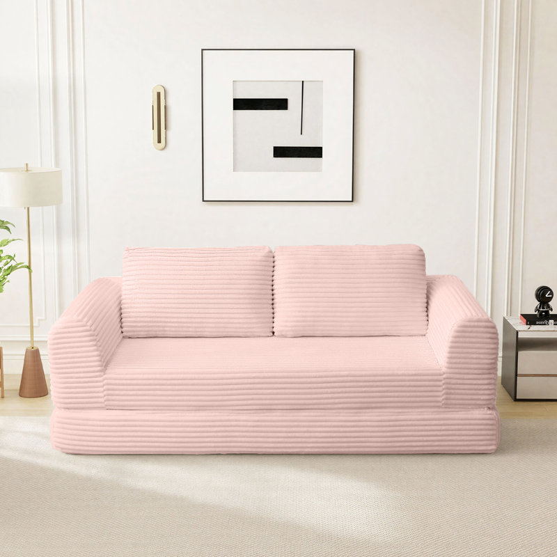 Canapé-lit Boneless Cloud Compression, H 33,8 po x l 82 po x P 37,4 po, Rose