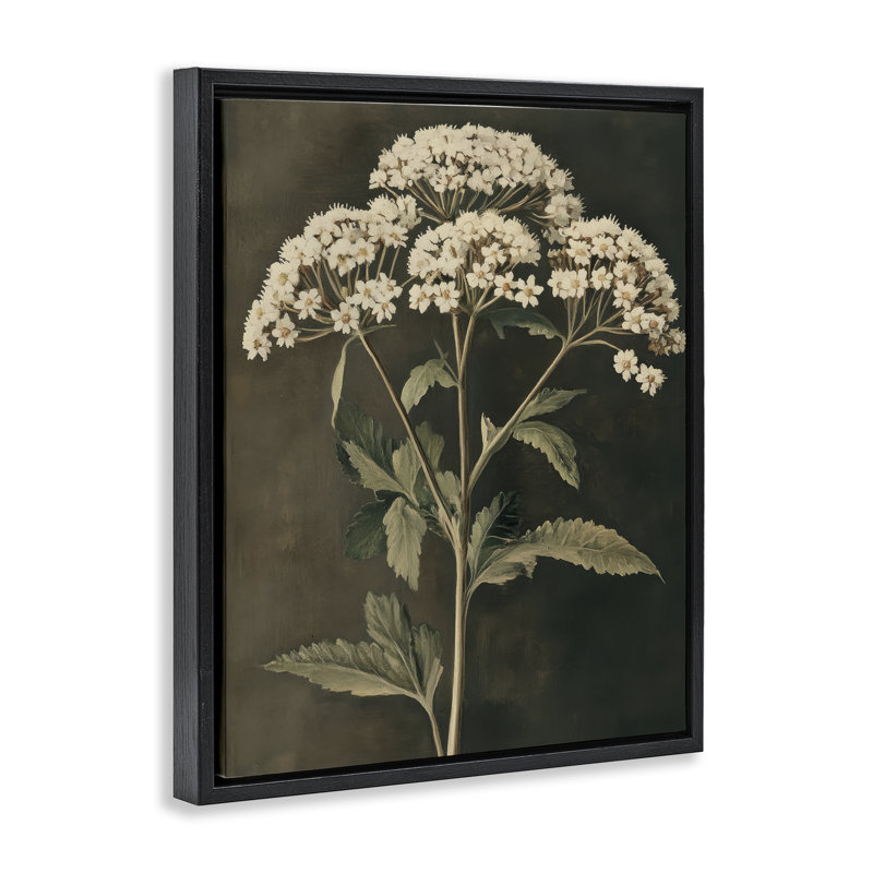 Sophisticated Floral Portrait Floating Frame, design by Petal Prints Design, Jet Black Floater Frame, 21" H x 17" W