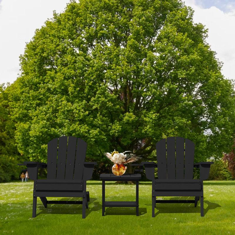 Folding Resin Adirondack Chairs (set Of 2), Black