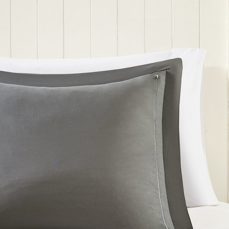 Édredon très grand de 3 m avec 2 taies décoratives confortables et fermeture à glissière cachée élégante, Brun / Gris