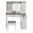 Farmhouse Vanity Makeup Desk With Charging Station, Vanity Desk With Lights Mirror And Drawers-1169188113