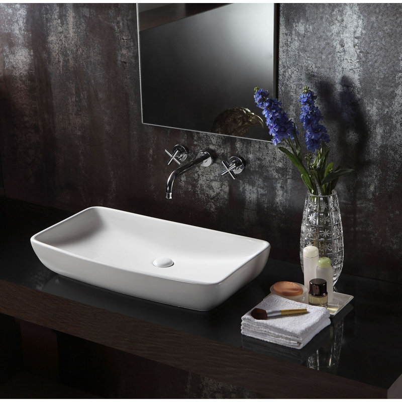 Lavabo de salle de bain vasque rectangulaire en porcelaine vitreuse Pericon