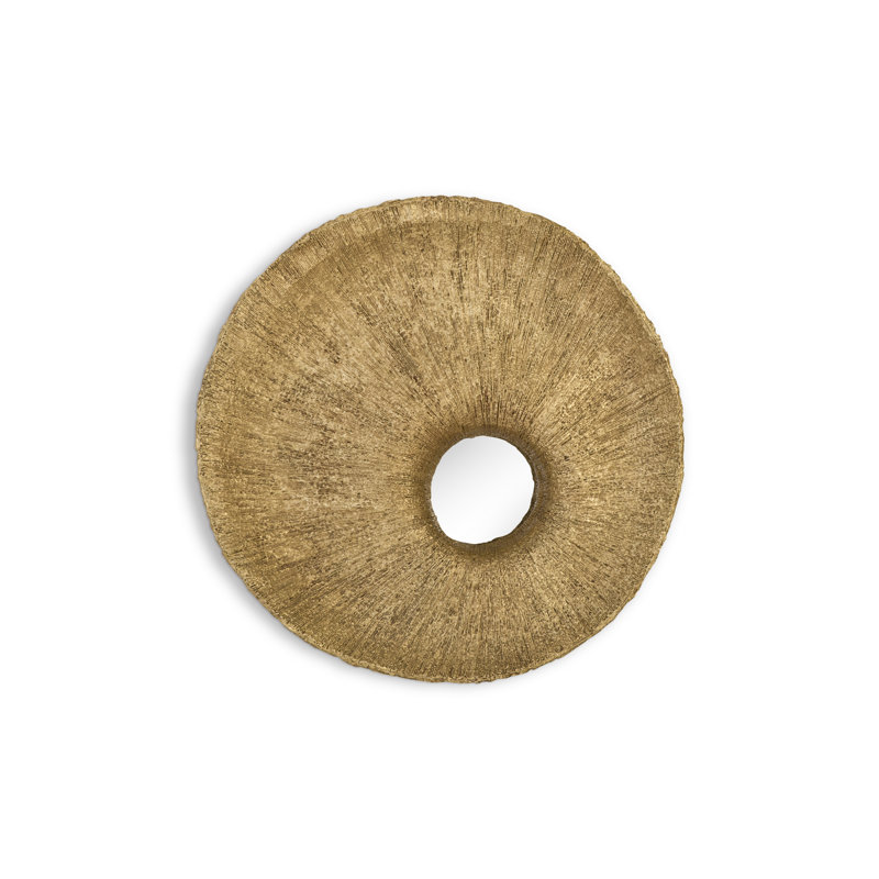 Dimensional Gold Leaf 58" Round Contemporary Accent Mirror