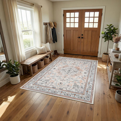 Area Rug, Machine Washable, with Non-Slip TPR Rubber Backing