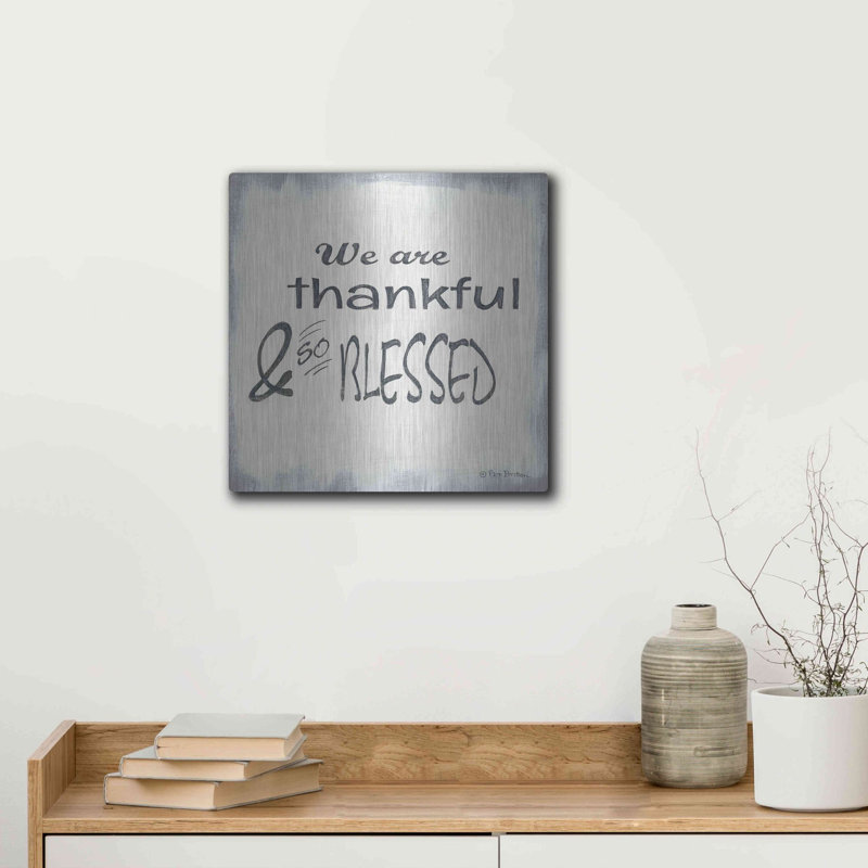 «Thankful & Blessed» par Pam Britton, art mural en métal, H 12 po x l 12 po