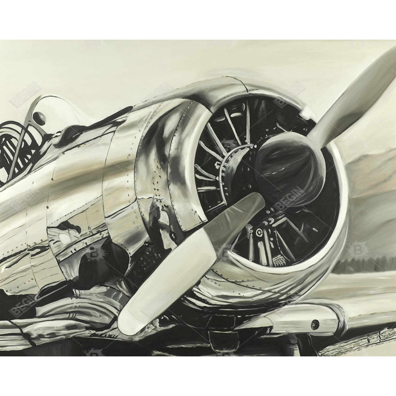Vintage Aircraft Print On Canvas, H 48 po x l 60 po