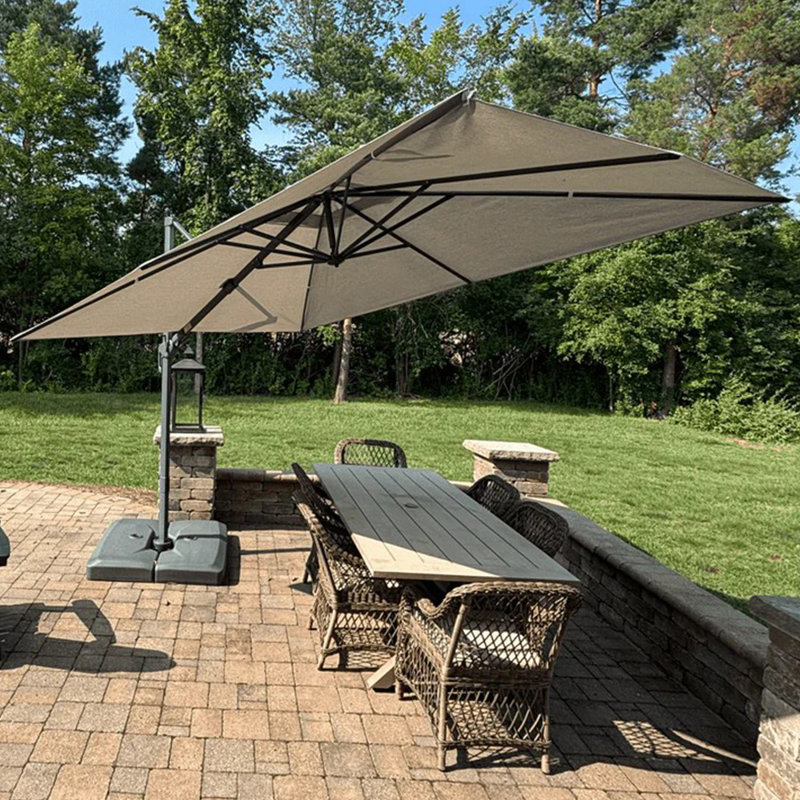 Parasol en porte-à-faux pivotant à 360 ° pivotant à gauche et à droite avec rotation à 360 degrés, Galet