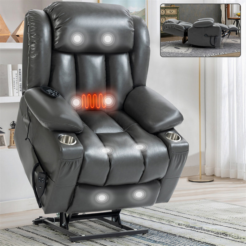 Dual Motor Infinite Position Up To 350 LBS Leatherair Power Lift Recliner Chair
