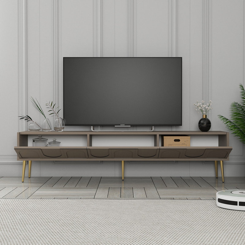 Keikei Unfinished TV Stand, Brown/Gold