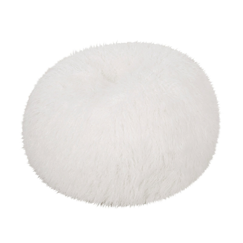 Fauteuil à billes 3 po, H 25,05 po x l 35,05 po x P 35,05 po, Fausse fourrure blanche