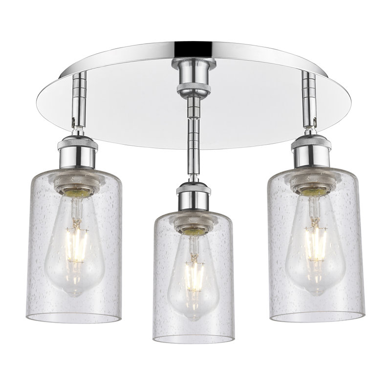 Ervine Glass Semi Flush Mount, Seedy, Polished Chrome
