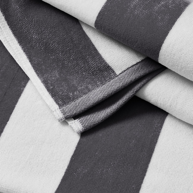 100% Cotton Absorbent & Quick-Dry Cabana Beach Towels, Charcoal Gray