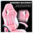 Ergonomic Gaming Chair with Pocket Spring Cushion, Pink and White Leather Computer Seat