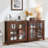 Farmhouse Sideboard Buffet Cabinet with 2 Glass Doors, Adjustable Shelves, Engineered Wood Coffee Bar Console Table-1810899855-1811895712-1810899853