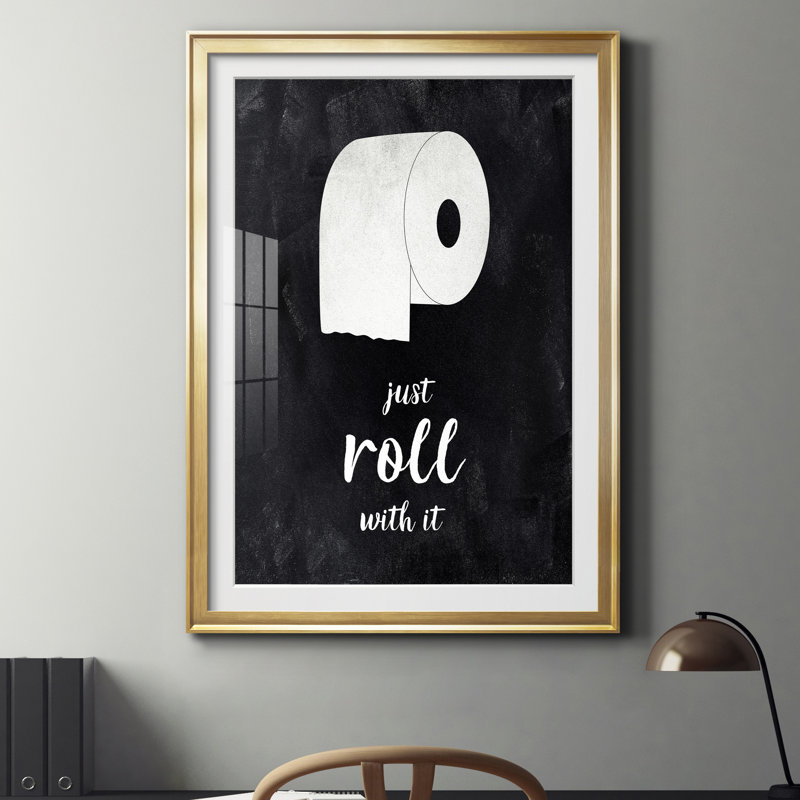 Rouleau - Reproduction d'art textuel sur papier encadré, H 22,5 po x l 30,5 po x P 1,5 po, Papier doré