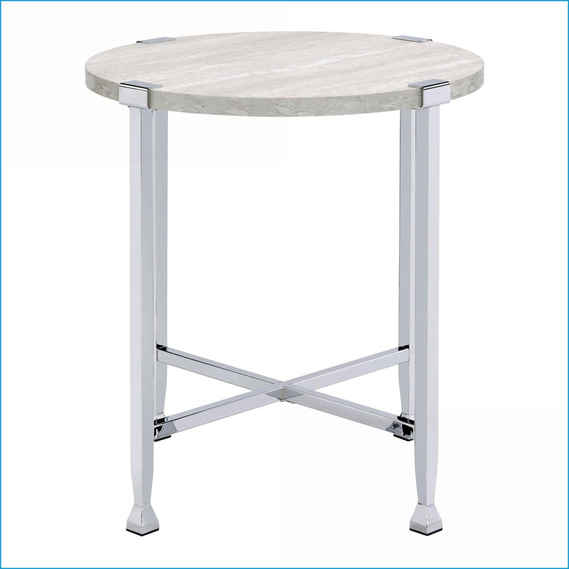 Chêne blanc industriel Table basse en chrome - Robuste, spacieuse pour le salon