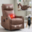 Fauteuil inclinable manuel brun à massage chauffant avec chaise berçante et pivotante en similicuir pour le salon-250010024