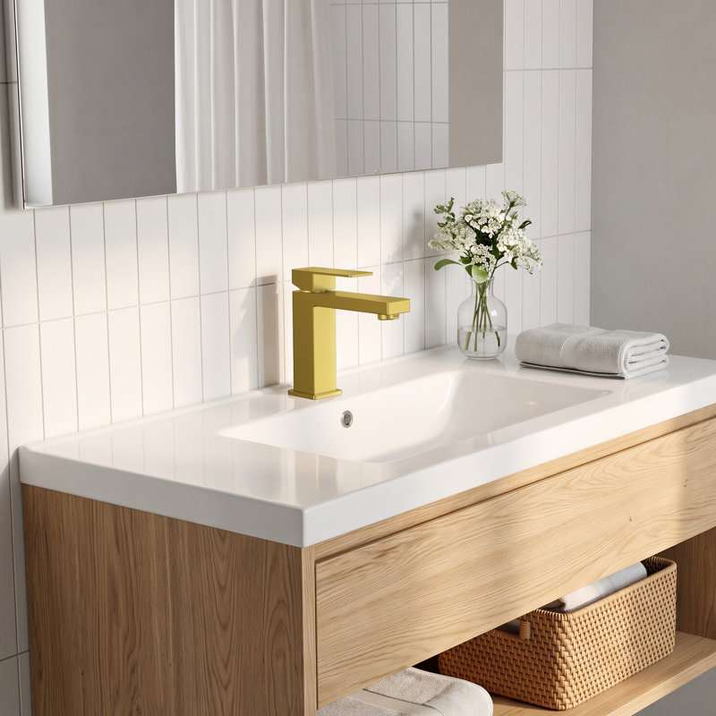 Bathroom Faucet with Drain Assembly, Brushed Gold