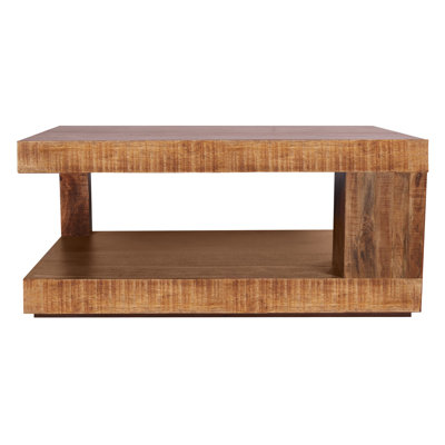 Haddan Solid Wood Floor Shelf Coffee Table with Storage