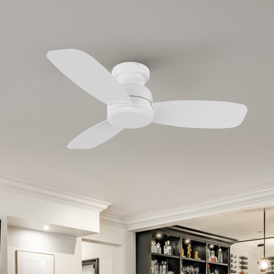 44" Flush Mount DC Motor Ceiling Fan with No Light, Remote Control