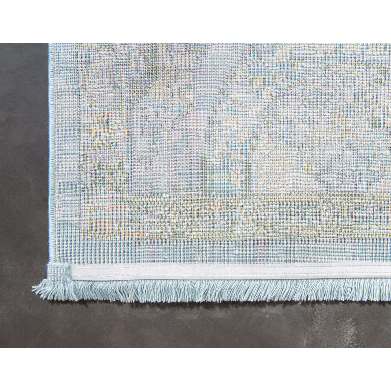 Folmar Oriental Indoor Rug, Rectangle 9' x 12', Green/Light Blue