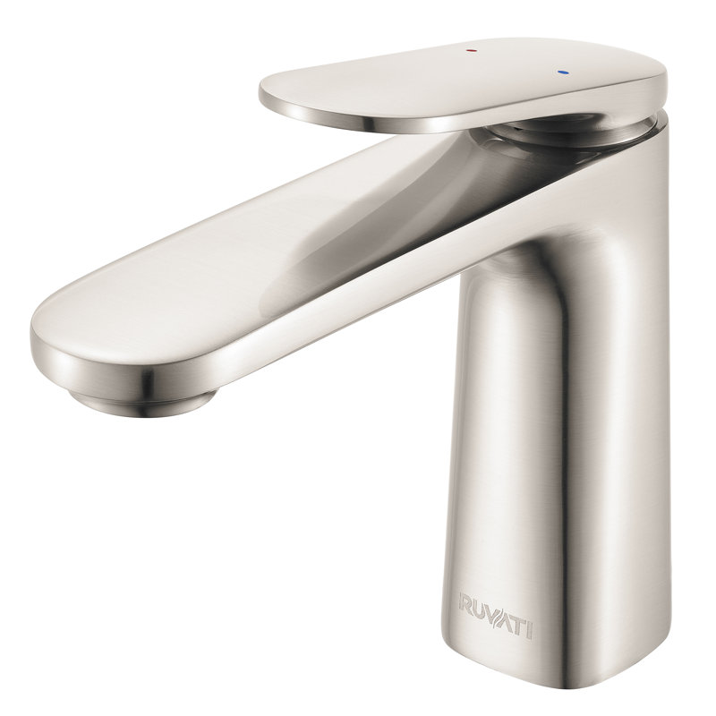 Robinet de salle de bain court à poignée simple Ruvati Este en nickel brossé, Nickel