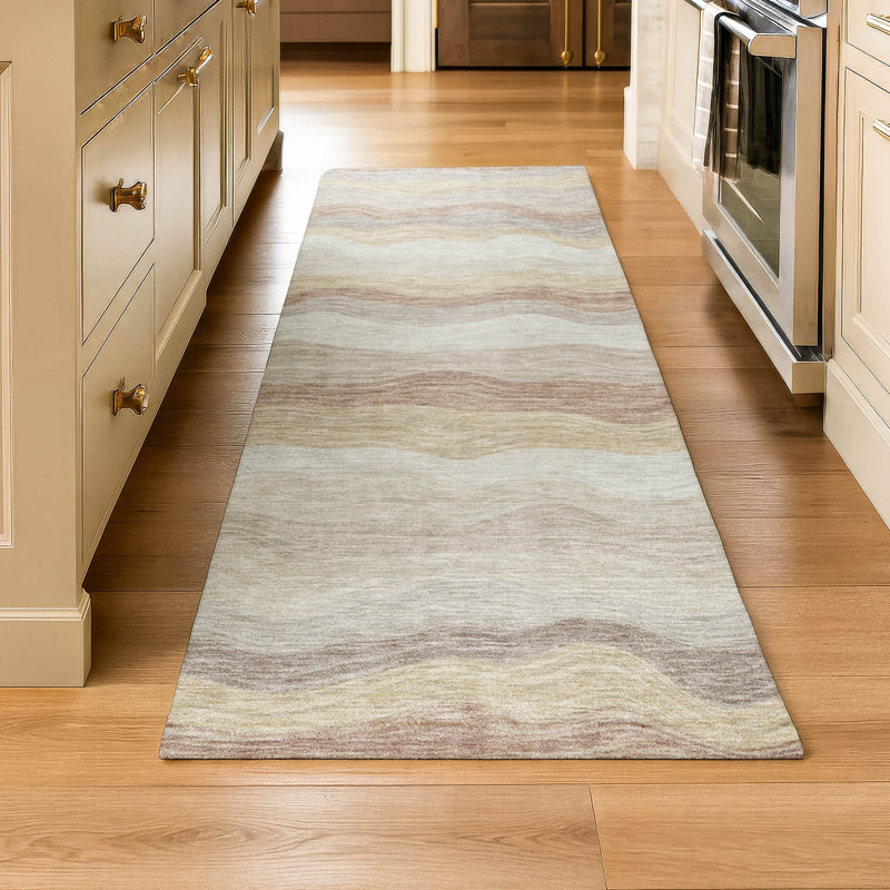 Tapis de qualité supérieure lavable à la machine Mayfield AMF2397, Tapis de couloir 2 pi 3 po x 7 pi 6 po, Beige