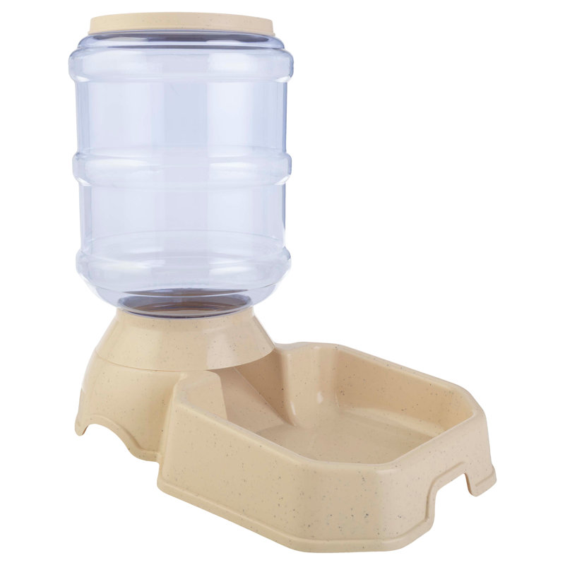 Beige and Clear Automatic Pet Feeder and Water Dispenser Set