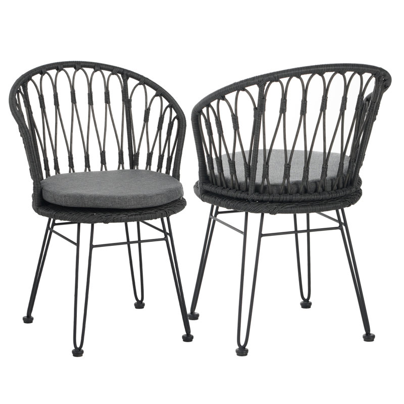 TAVON CHAIR,2PCS With 2 Cushions,Gray