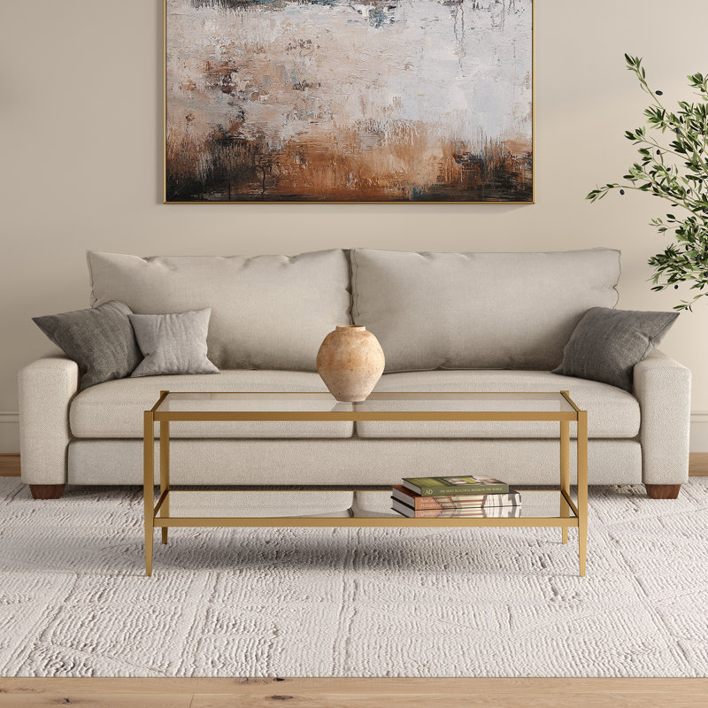 Hera Four Leg Coffee Table with Storage, Brass