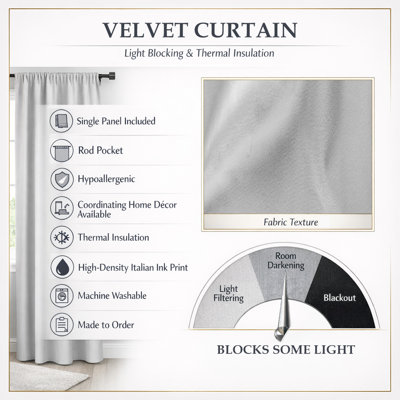 Blue Glam Texture I - Modern Velvet Curtain - Room darkening - 1 panel