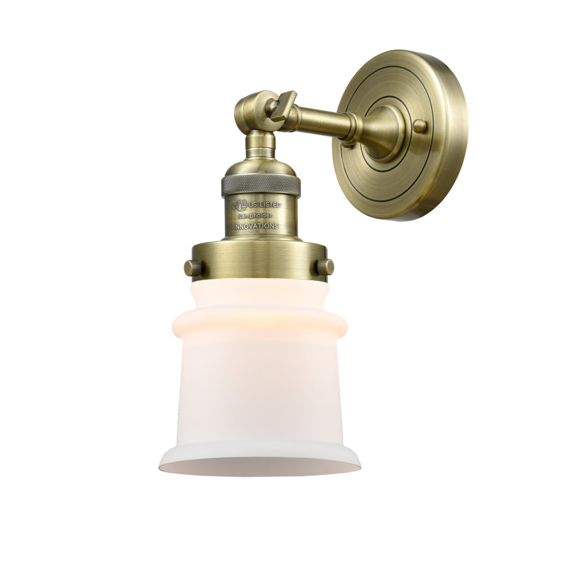 Bartolmeu Armed Sconce, Antique Brass, Matte White Cased, 6 Watt Vinage LED Bulb