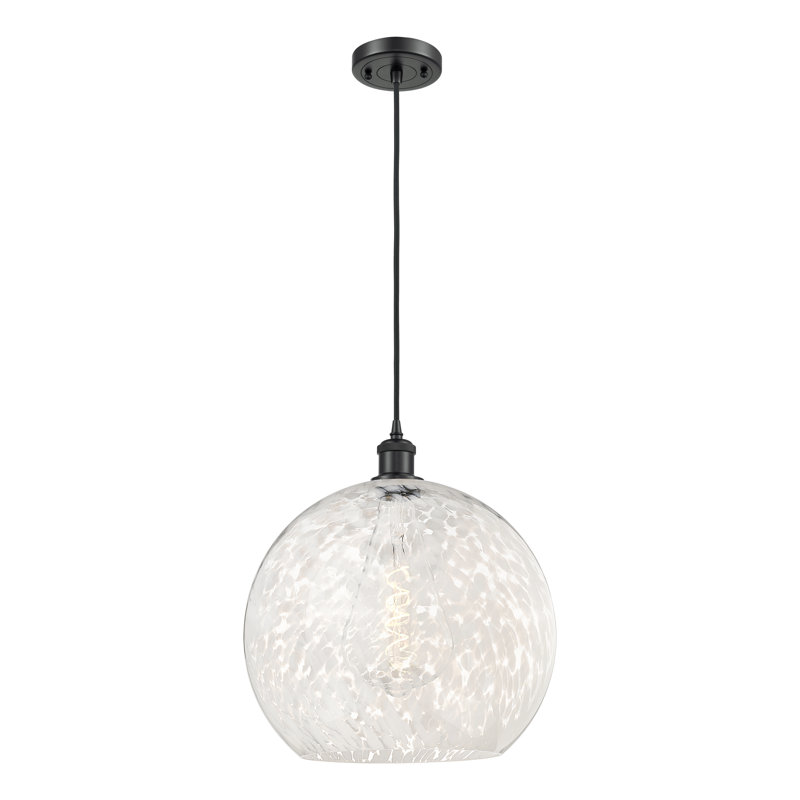 Luminaire suspendu 1 lumière Nathalie, H 16,63 po x l 13,75 po x P 13,75 po, Noir mat