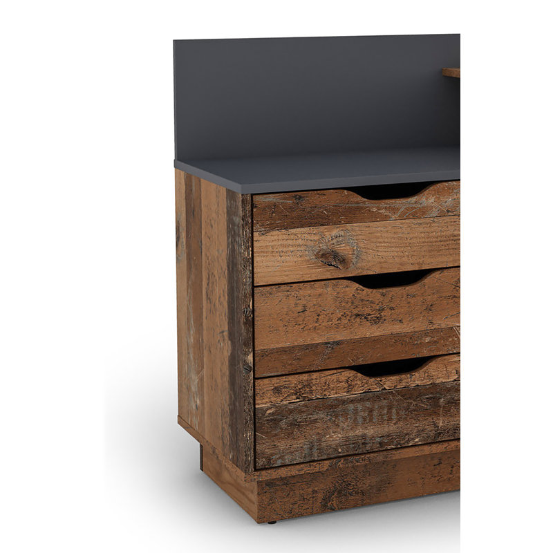 Thoman L-Shaped Writing Desk, Dark Brown/Black