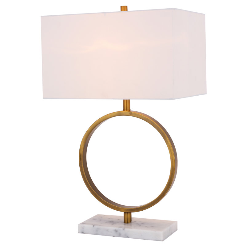 Kristine 1 Light Gold Hoop Table Lamp With Linen Shade