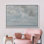 Signe, reproduction d'art sur toile encadrée, bleu pastel, gris, aquarelle, ciel nuageux, formes abstraites, illustrations, art moderne, décor minimaliste, détente / calme pour le salon, la chambre à coucher, le bureau