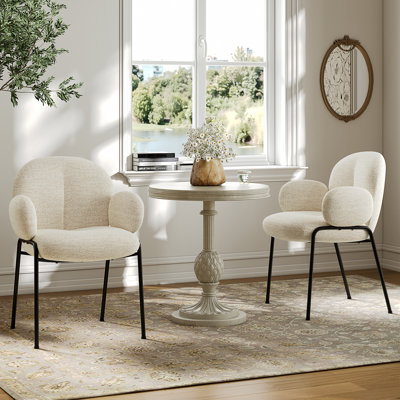 Anston 46cm H Linen Upholstered Metal Armchair