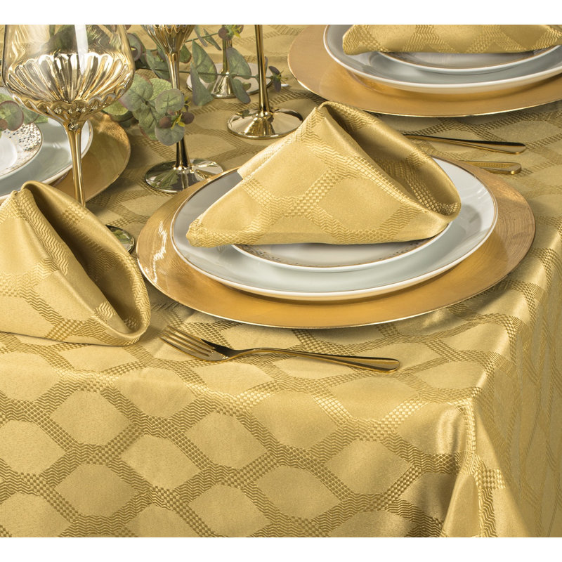 Waterside 9pc Geo Tablecloth Set, Gold