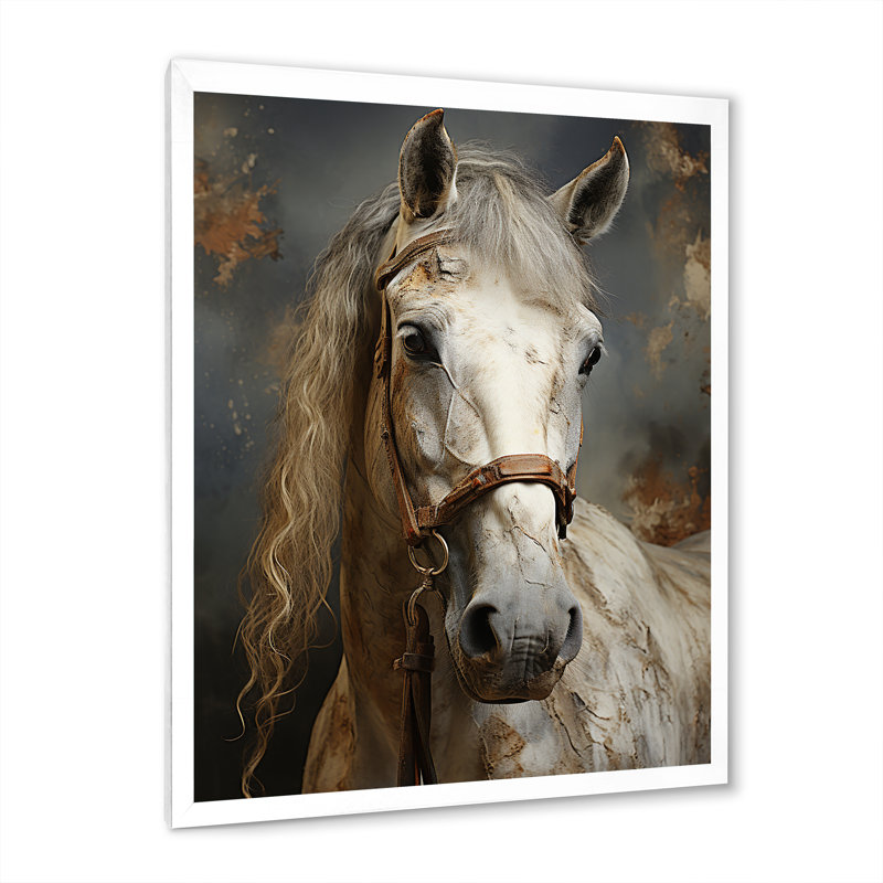 Lasaundra White Horse, H 20 po x l 12 po x P 1 po, Cadre simple blanc