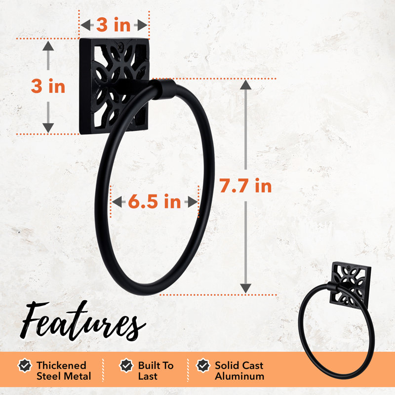 Matte Black Geometric Wall Mounted Towel Ring