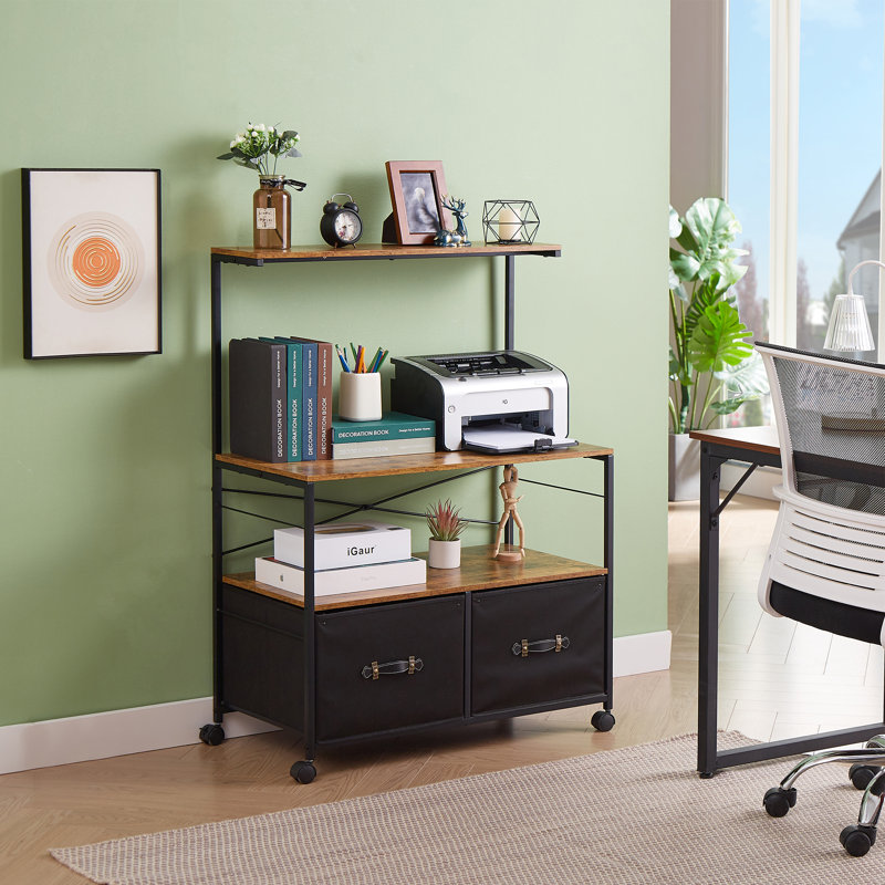 Lekenya 31.5'' Wide 2 -Drawer Mobile Steel File Cabinet, Brown