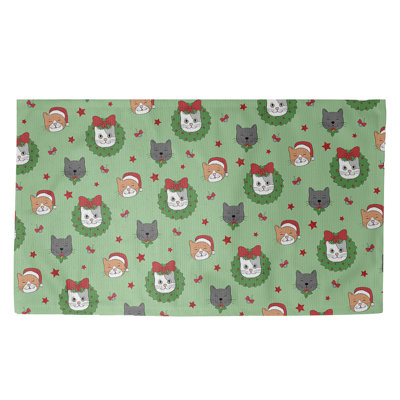 Tapis vert/rouge/gris zone fait main