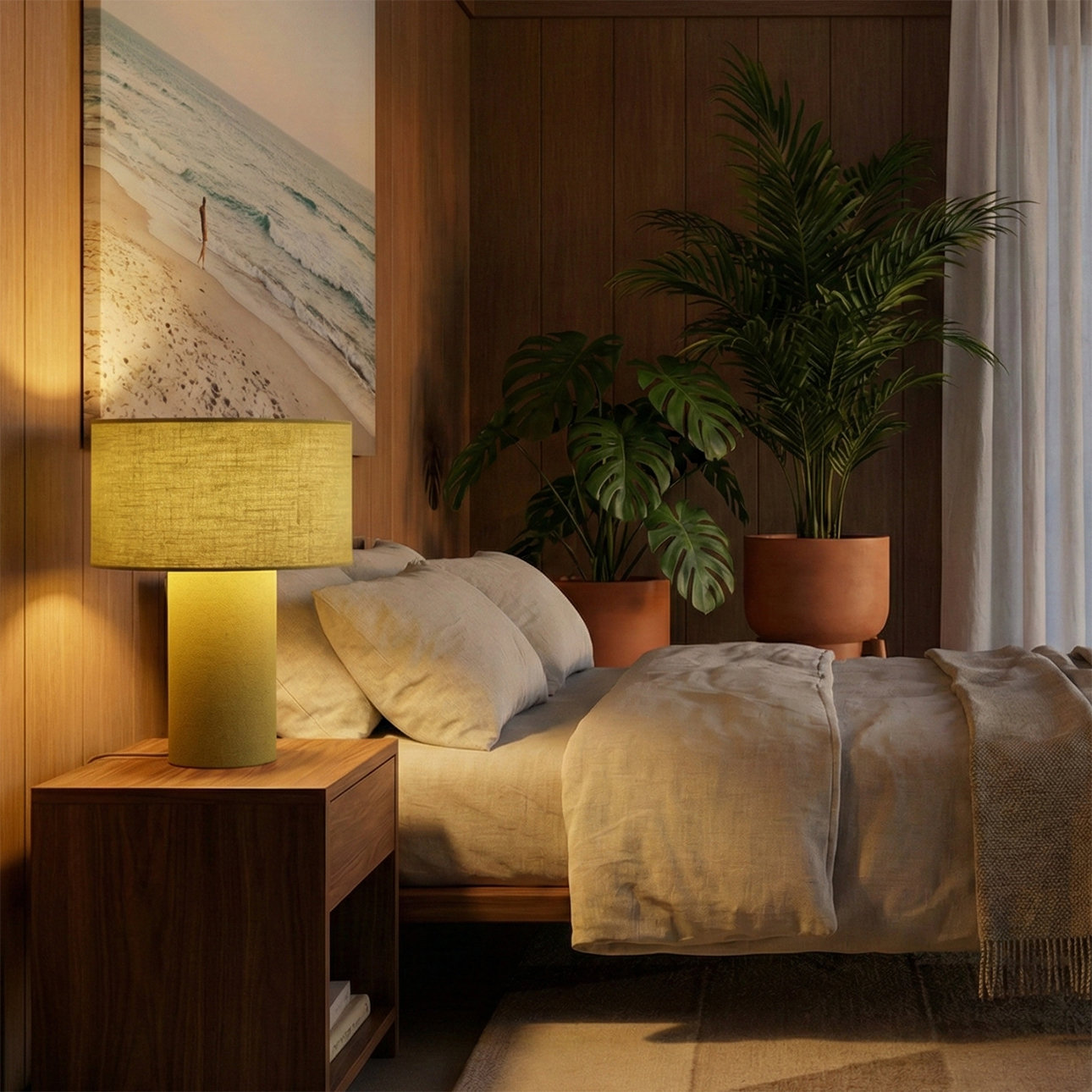 Dimmable Linen Table Lamp, Green