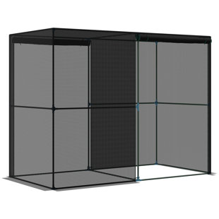 8' X 4' X 6' Crop Cage, Plant Protection Tent With Zippered Doors For Vegetable Garden, Backyard, Black