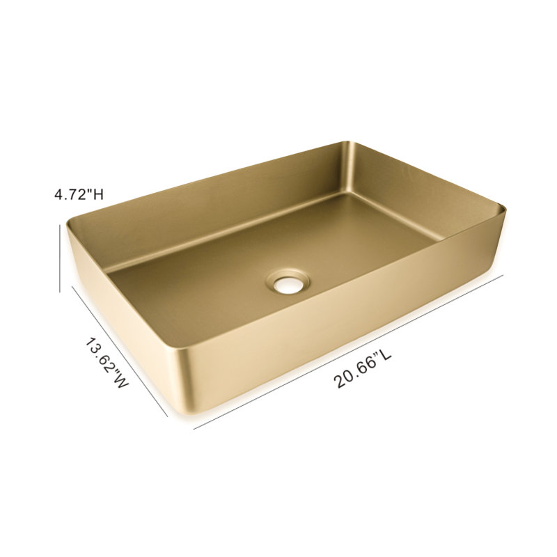 Selected 13.62'' Stainless Steel Square Bathroom Sink, Gold