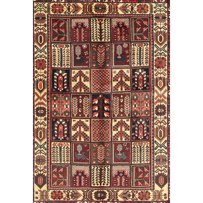 Tapis brun/pêche/beige traditionnel, Rectangle 5 pi x 7 pi