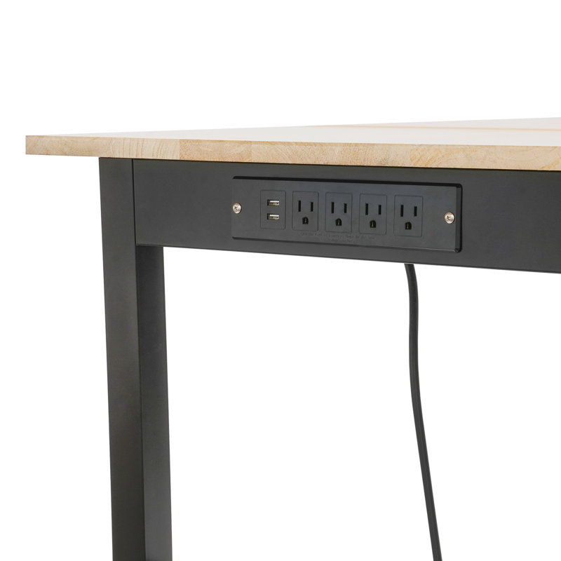 Établi réglable avec prises de courant et roulettes (L 72 po x l 25 po), H 39,5 po x l 72 po x P 25 po