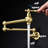 Gold Brass Wall Mount Pot Filler Faucet, Arm Improves Usability And Efficiency, Double Handles Consistent Precise Water Flow, Corrosion Surface Conservation Strategy, Tranquil Non-Interfering Aerator-272432870