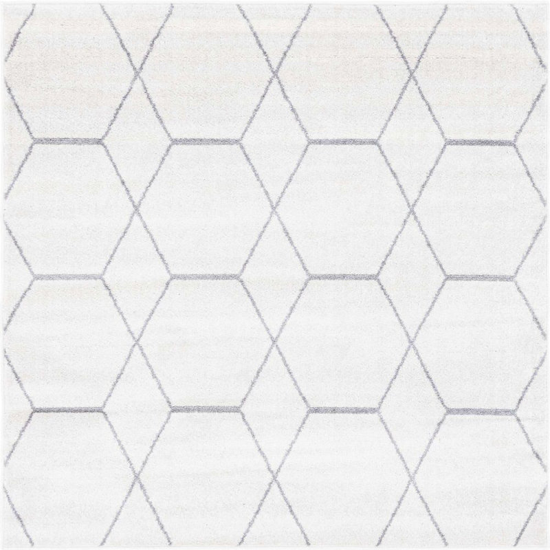 Tapis contemporain Tellaro de couleur crème, Carré 6 pi