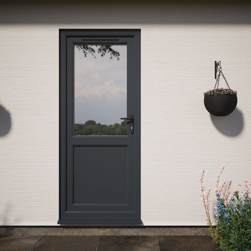 Crystal Triple Glazed Single Door Half panel Grey/White RH 920 x 2090mm Obscure, Left , 840mm x 2090mm, Grey/White
